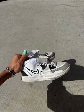 Nike White, Gray & Black Mid-Top Sneakers